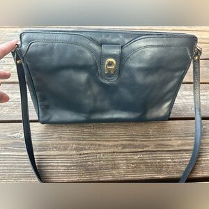Etienne Aigner Navy Leather Shoulder Bag
